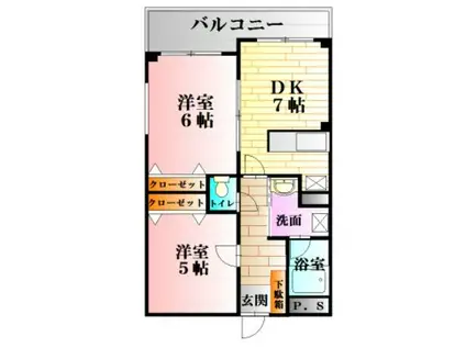 リヴァージュ杉広(2DK/1階)の間取り写真