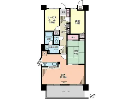 ダイアパレス下河内(2SLDK/11階)の間取り写真