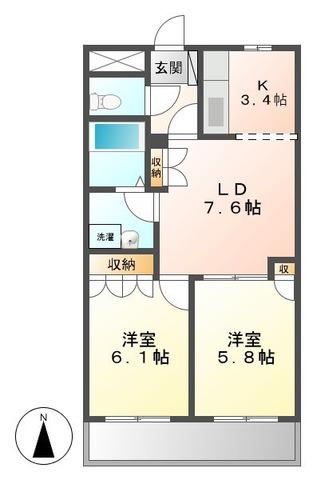 ハーフェン(2LDK/2階)の間取り写真