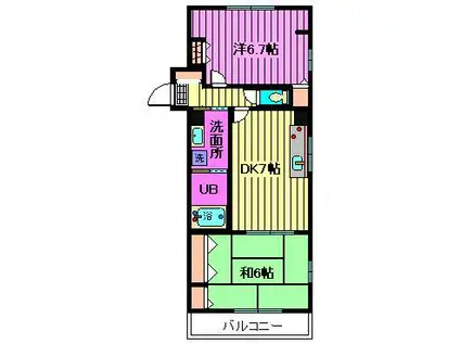 ノースグリーン(2DK/1階)の間取り写真