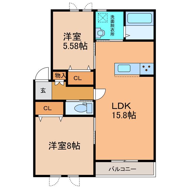 CANTARE(2LDK/1階)の間取り写真