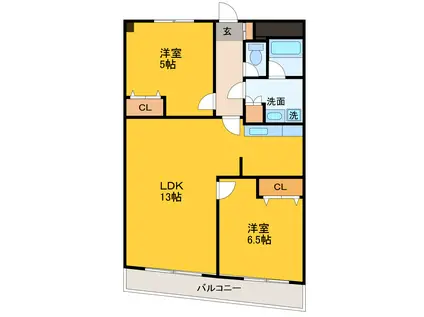 グリーンビュー千歳烏山(2LDK/3階)の間取り写真