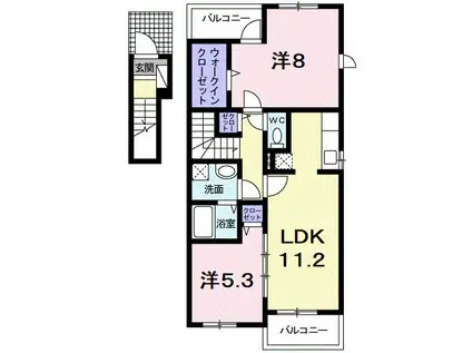 サンリットI(2LDK/2階)の間取り写真