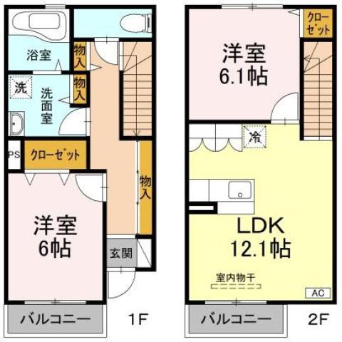 ＪＲ鳴門線 鳴門駅 徒歩12分 2階建 築19年(2LDK/1階)の間取り写真