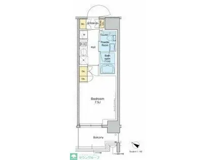 プラウドフラット両国サウス(ワンルーム/9階)の間取り写真