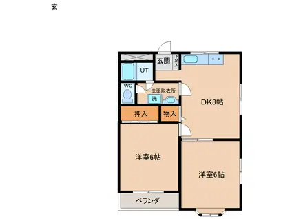 イルミネーションテラス(2DK/4階)の間取り写真