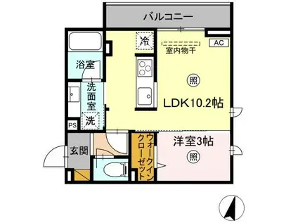 プラデーラ(1LDK/2階)の間取り写真