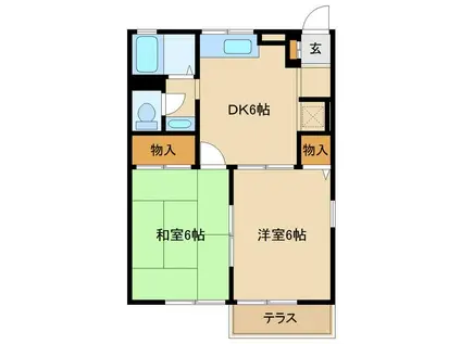 サニーハイツ中村(2DK/2階)の間取り写真