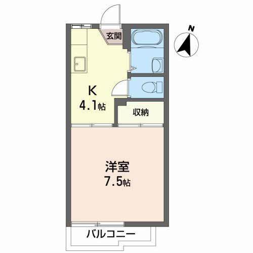 コーポ都(1K/2階)の間取り写真