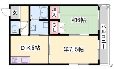 エルヴィエント花北(2DK/3階)の間取り写真