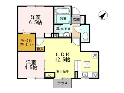 メゾンドハーモニーIII(2LDK/1階)の間取り写真
