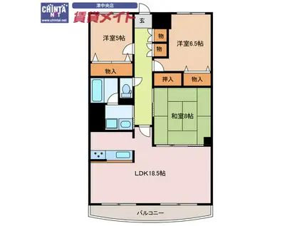 ドムス喜兵衛 宙の棟(3LDK/2階)の間取り写真