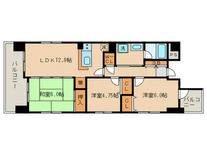 コムクオーレ(3LDK/5階)の間取り写真