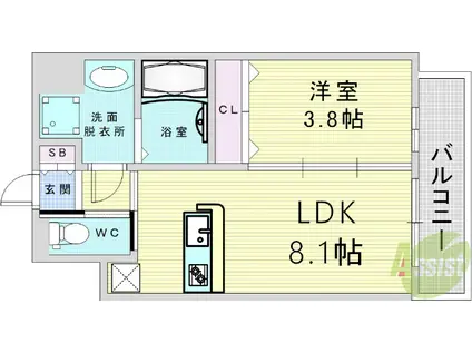 エスタート御幣島(1LDK/5階)の間取り写真