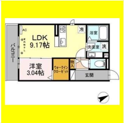 オルオル・ハレ(1LDK/3階)の間取り写真