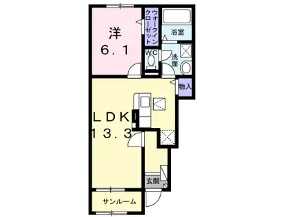 グラン・アーブルVIII(1LDK/1階)の間取り写真