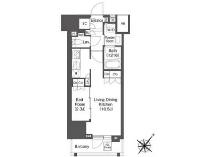 レフィールオーブ代々木(1LDK/4階)の間取り写真