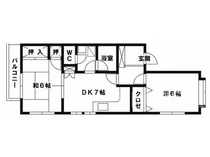 ピナクルDOZEN D(2DK/2階)の間取り写真