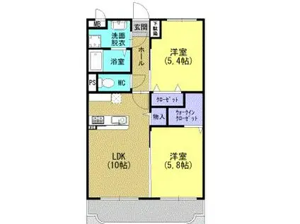 ウェル・ビュー桜(2LDK/3階)の間取り写真