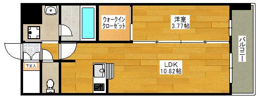 ドン・パレス江坂(1LDK/4階)の間取り写真