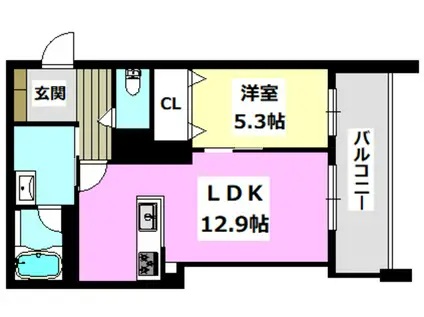 シャーメゾン ソルコート 上中条(1LDK/2階)の間取り写真