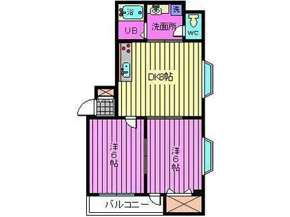 高鼻スカイガーデン(2DK/3階)の間取り写真