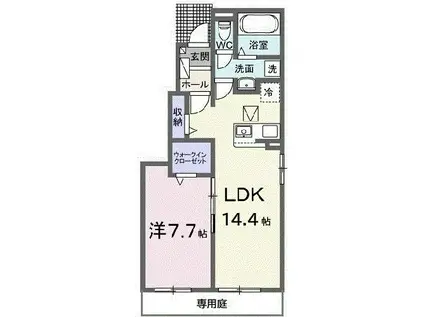 クレイドル下斎田C(1LDK/1階)の間取り写真