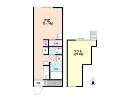 クレール小山(ワンルーム/1階)の間取り写真