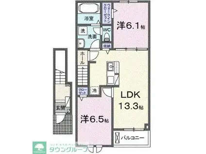 リリー青山(2LDK/2階)の間取り写真