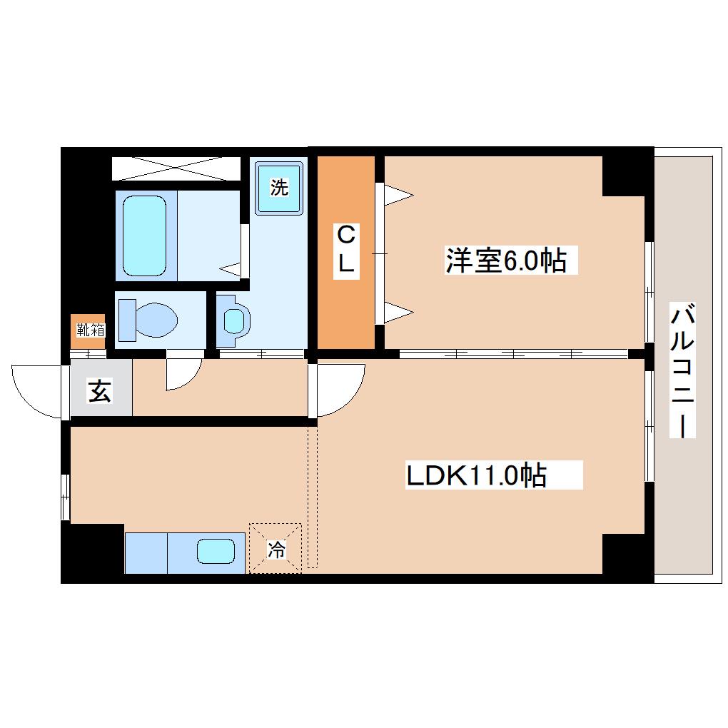 ホークマンションB(1LDK/1階)の間取り写真