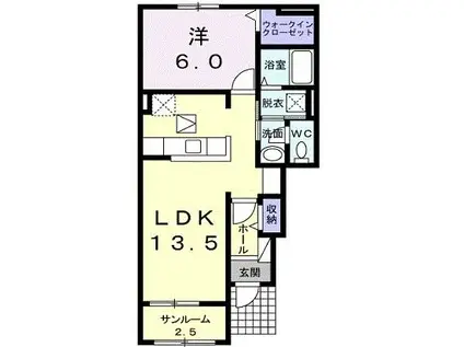 アルバーダII(1LDK/1階)の間取り写真
