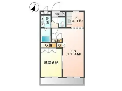 センターアイランドMS(1LDK/1階)の間取り写真