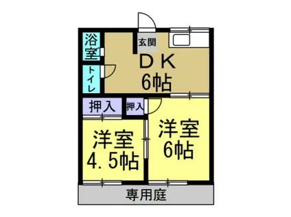 コーポ原(2DK/1階)の間取り写真