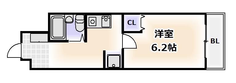 メロディーハイム夕陽丘(1K/7階)の間取り写真