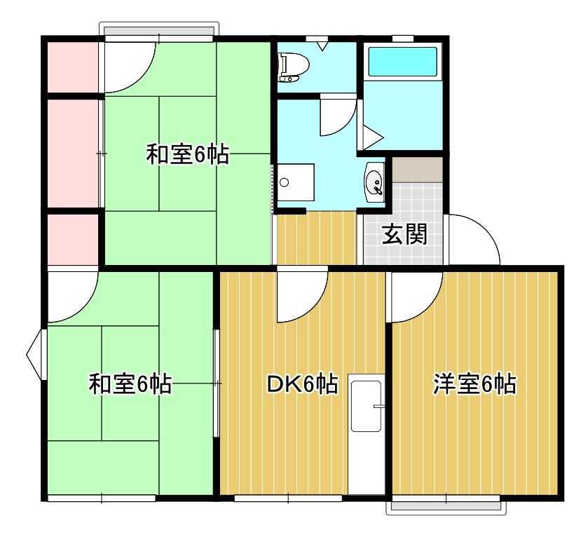 ＪＲ播但線 京口駅 徒歩15分 2階建 築31年(3DK/1階)の間取り写真