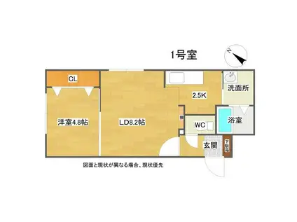 ベース手稲(1LDK/4階)の間取り写真