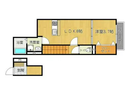 ラフィーノ長町南(1LDK/2階)の間取り写真