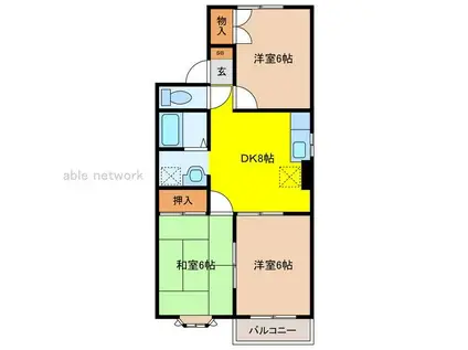 パステルクラブ(3DK/1階)の間取り写真