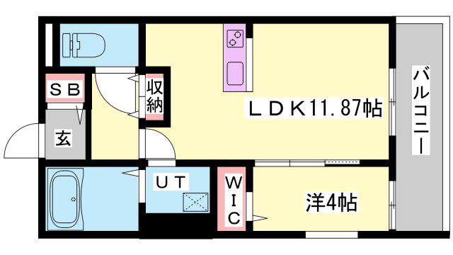 フォンターナ飾磨(1LDK/3階)の間取り写真