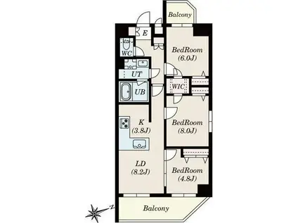 S-RESIDENCE神沢AFFORD(3LDK/7階)の間取り写真