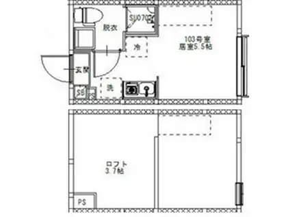 グランピエール平井(ワンルーム/1階)の間取り写真