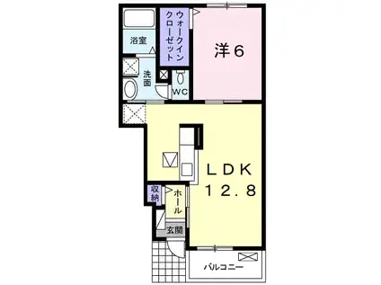 アーベンロートA(1LDK/1階)の間取り写真