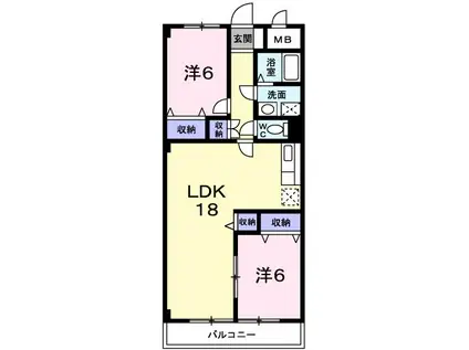 グランドゥール安倉(2LDK/2階)の間取り写真