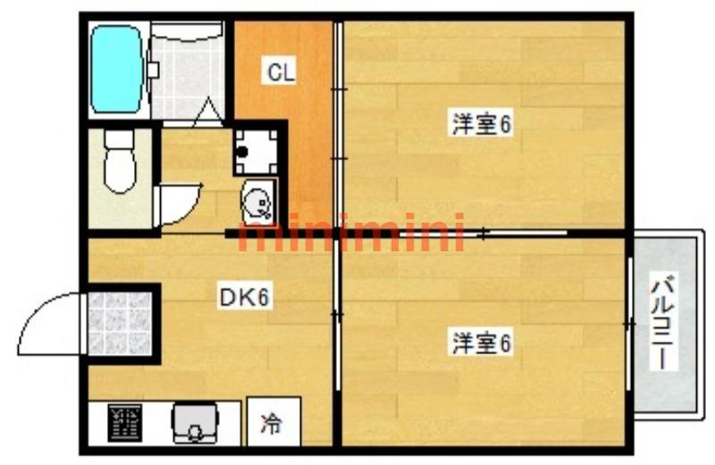 田村ハイツI(2DK/1階)の間取り写真