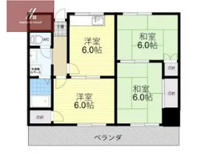 コンフォートグリーン(3DK/2階)の間取り写真