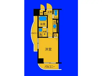 グリフィン横浜・メディオ(1K/7階)の間取り写真