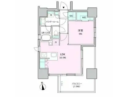 ソルフィエスタ浅草入谷(1LDK/5階)の間取り写真