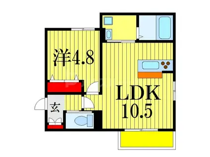 グランディール(1LDK/1階)の間取り写真