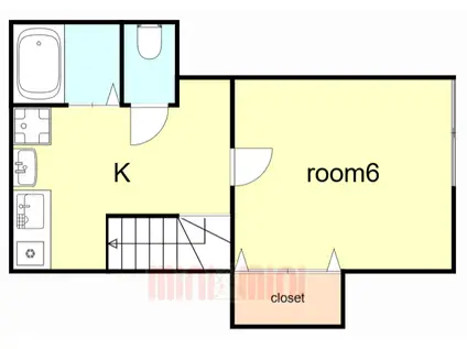 秋桜ハイツ(1K/2階)の間取り写真