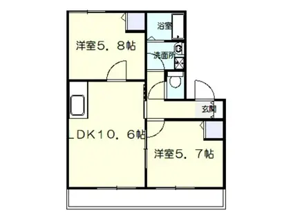メゾンES A(2LDK/2階)の間取り写真